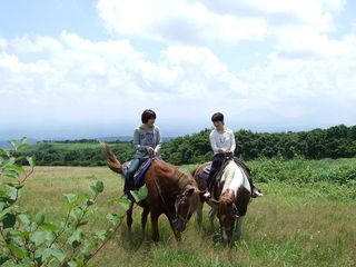 天然の餌を食べる２頭